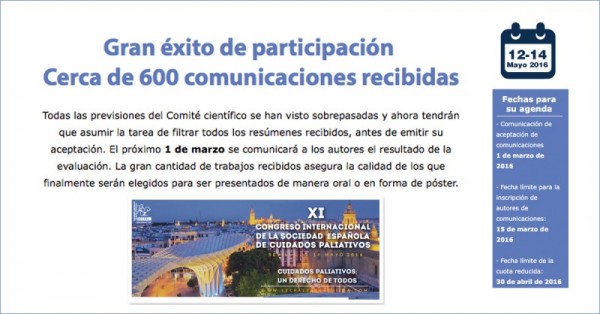 Gran éxito de participación.  Cerca de 600 comunicaciones recibidas para #secpal2016sevilla