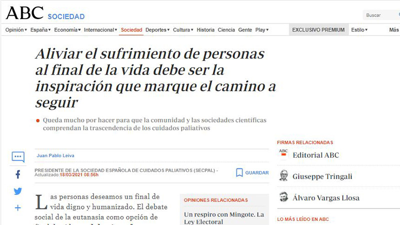 Aliviar el sufrimiento de las personas al final de la vida debe ser la inspiración que marque el camino a seguir